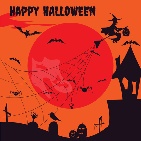 Black and Orange Haunting Halloween Sign Template